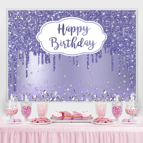 Toile de fond de joyeux anniversaire sur le thème simple de paillettes violettes