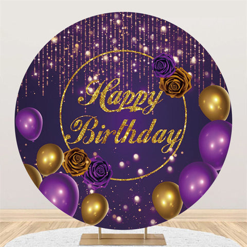 Fond de cercle d'anniversaire rose ballon doré violet