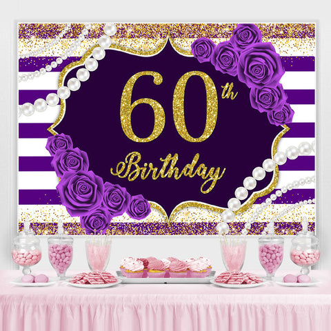 Toile de fond Purple Line Rose Gold Glitter 60e anniversaire