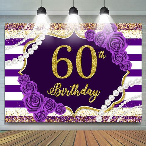 Toile de fond Purple Line Rose Gold Glitter 60e anniversaire