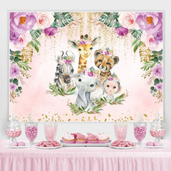 Toile de fond de douche de bébé Boho paillettes fleurs roses violettes