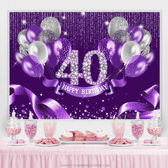 Toile de fond joyeux 40e anniversaire ruban argent violet