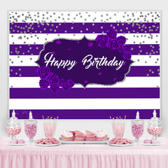 Purple Stripes Rose Joyeux Anniversaire Toile de Fond pour Fille