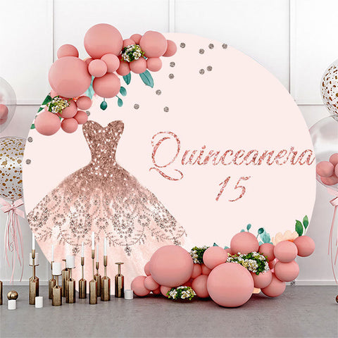 Quinceanera 15ème Anniversaire Robe Rose Toile de Fond Ronde