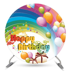 Toile de fond ronde de ballon arc-en-ciel pour la fête d'anniversaire