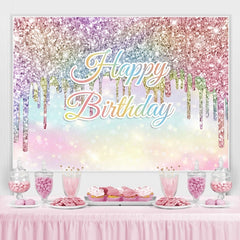 Toile de fond joyeux anniversaire Bokeh paillettes colorées arc-en-ciel
