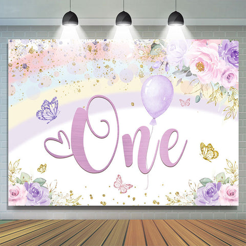 Arc-en-ciel Floral Papillon Un Anniversaire Briller Toile de aime verser la f¨ºte