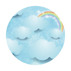 Décors ronds de nuage bleu à paillettes arc-en-ciel pour fête prénatale