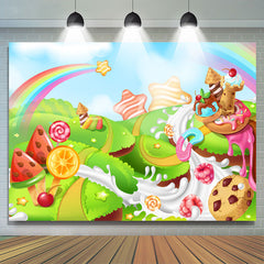 Arc-en-ciel étoile Candyland joyeux anniversaire toile de fond