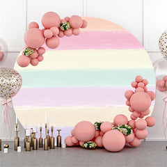 Toile de fond ronde à rayures arc-en-ciel pour fête d'anniversaire