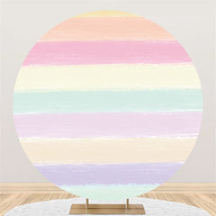 Toile de fond ronde à rayures arc-en-ciel pour fête d'anniversaire