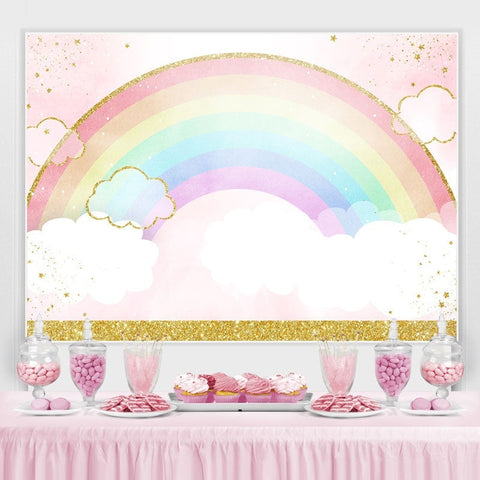 Toile de fond nuage aquarelle arc-en-ciel pour baby shower
