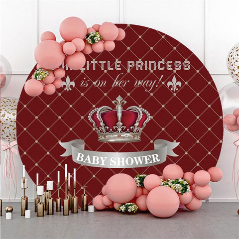 Toile De Fond De Cercle De Baby shower Princesse Rouge Et Argent