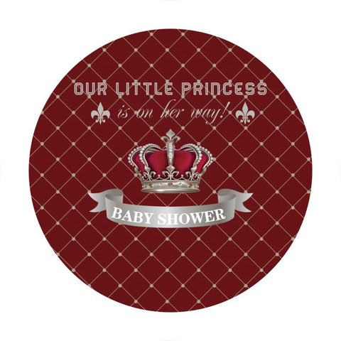 Toile De Fond De Cercle De Baby shower Princesse Rouge Et Argent