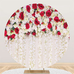 Toile De Fond De Scènes De Mariage Rondes Florales Rouges Et Blanches