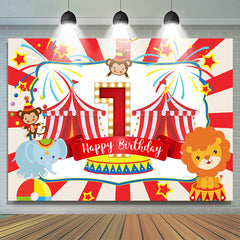 Animaux rouges 1ère toile de fond de fête de joyeux anniversaire pour garçon