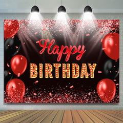 Fond de joyeux anniversaire de lumière de scène de ballon rouge