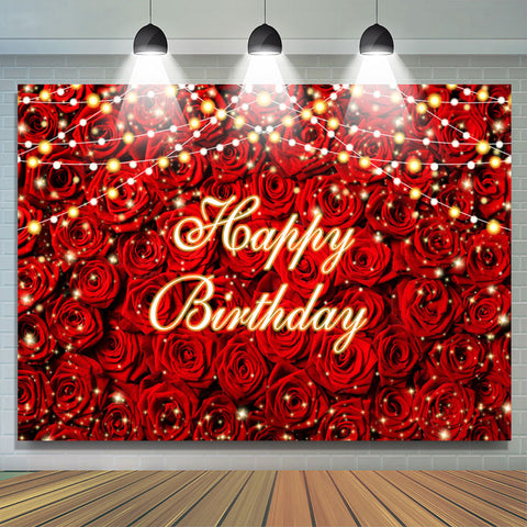 Rose rouge clignotant joyeux anniversaire toile de fond