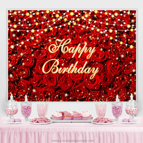 Rose rouge clignotant joyeux anniversaire toile de fond