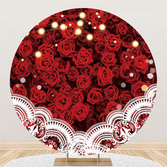 Fond de cercle de joyeux anniversaire de lumière de paillettes de rose rouge