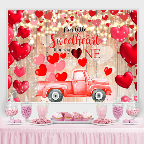 Sweetheait rouge et voiture 1ère toile de fond joyeux anniversaire