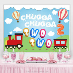Train Rouge Et Chugga Joyeux 2ème Toile De Fond De Fête D'anniversaire