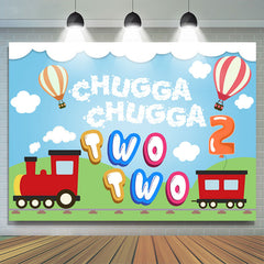 Train Rouge Et Chugga Joyeux 2ème Toile De Fond De Fête D'anniversaire