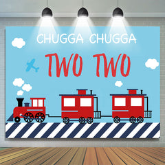 Toile de fond rouge train bleu ciel Chugga joyeux 2e anniversaire