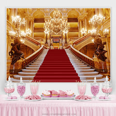 Toile de fond de tapis rouge maison resplendissante pour anniversaire