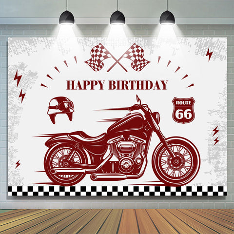 Rétro Moto Et Drapeaux Joyeux Anniversaire Toile De Fond