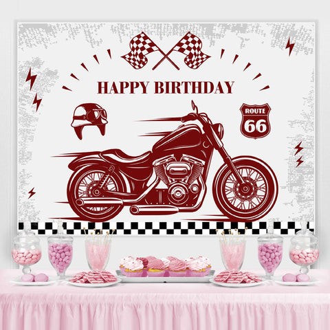 Rétro Moto Et Drapeaux Joyeux Anniversaire Toile De Fond