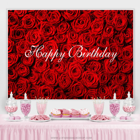 Toile de fond de joyeux anniversaire de roses florales romantiques