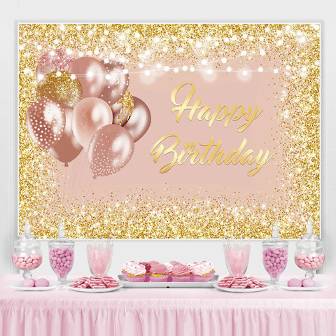 Toile de fond d'anniversaire en or rose et paillettes d'or pour fille