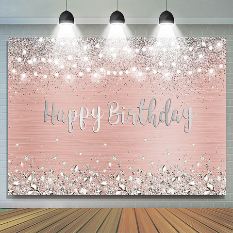 Toile de fond joyeux anniversaire Bokeh or rose et argent