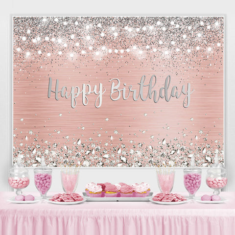 Toile de fond joyeux anniversaire Bokeh or rose et argent