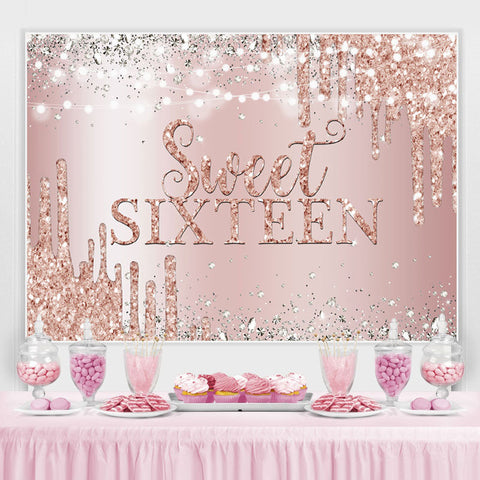 Or Rose Bokeh Diamant Sweet Sixteen Anniversaire Toile de Fond