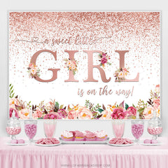Rose Gold Sweet Girl est sur le chemin Baby Shower Backdrop