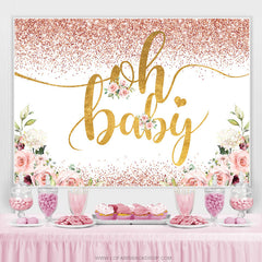Rose Golden Dots Glitter Floral douche de bébé Toile de fond