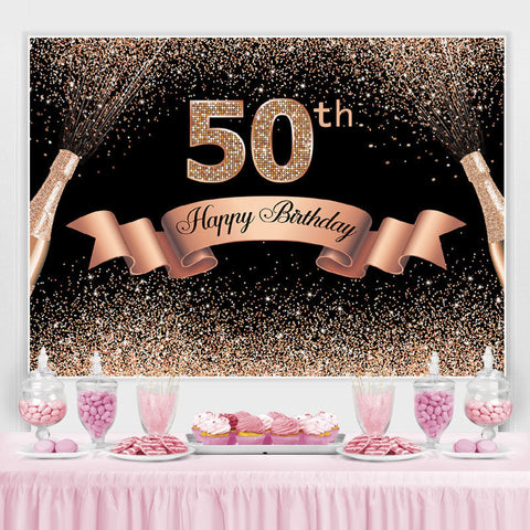 Rose Holden Noir Glitter Joyeux 50e Anniversaire Toile de Fond