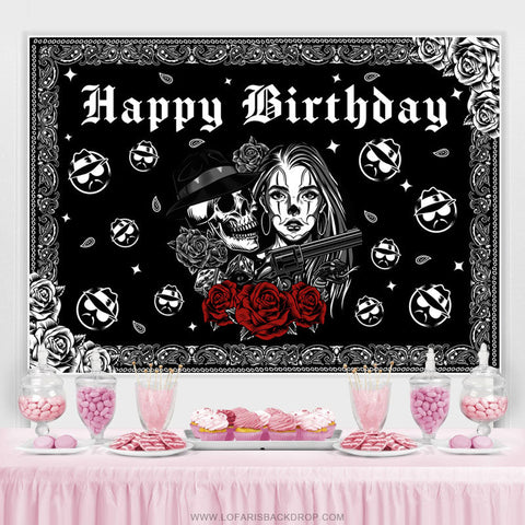 Rose de la mort Rock Roll joyeux anniversaire toile de fond