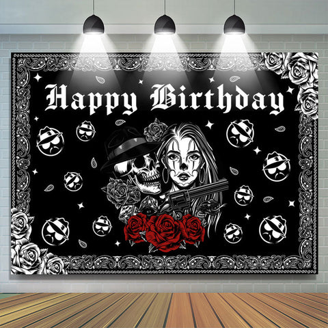 Rose de la mort Rock Roll joyeux anniversaire toile de fond