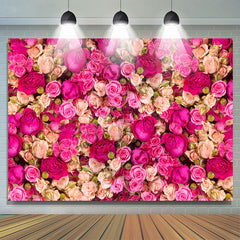 Toile de fond d'anniversaire floral rose rouge et rose pour fille