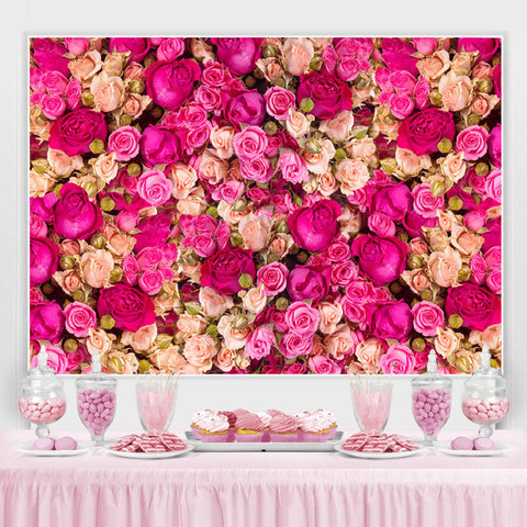 Toile de fond d'anniversaire floral rose rouge et rose pour fille