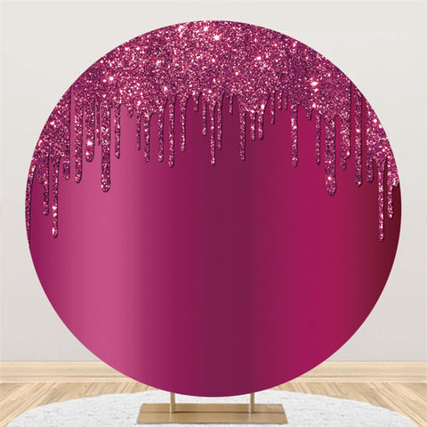Toile de fond de décoration d'anniversaire ronde à paillettes rouges roses