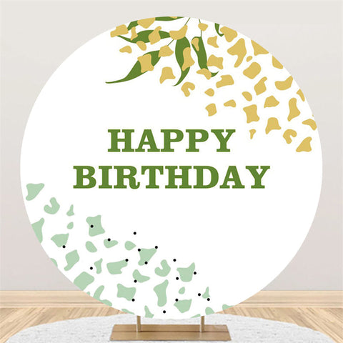 Toile de fond joyeux anniversaire motif feuille verte abstraite ronde