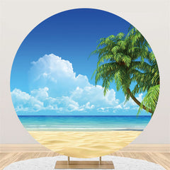 Toile De Fond D'été De Vacances De Plage De Mer Et De Ciel Bleu Rond