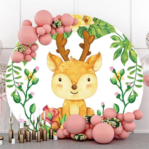 Toile De Fond Ronde Mignonne Fleur De Cerf Sika Joyeux Anniversaire