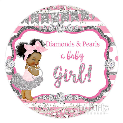 Diamants ronds Perles Une toile de fond Baby Shower Baby Girl