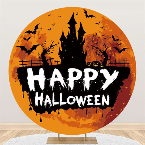 Tronc de chateau de citrouille dr?le rond toile de fond Happy Halloween