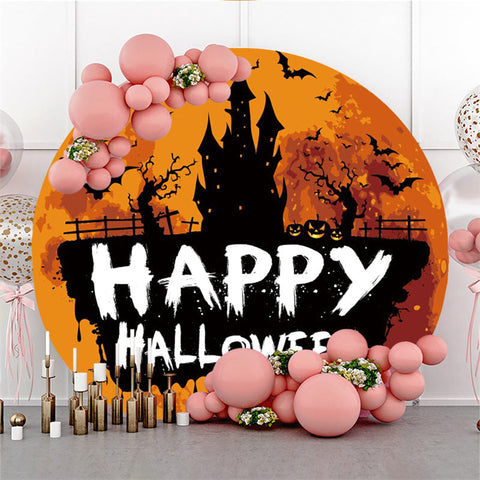 Tronc de chateau de citrouille dr?le rond toile de fond Happy Halloween